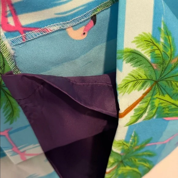 Opposuits Blue, Pink, Green Tropical Print Skirt with pink flamingos.  Size 16 - Picture 4 of 6